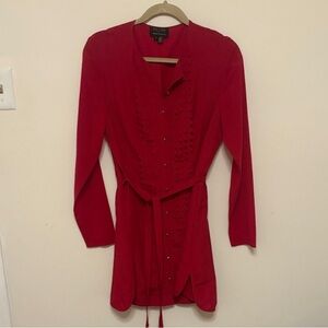Ted Baker Red Button-Front Tie-Waist Dress or tunic size 3 fits like a medium